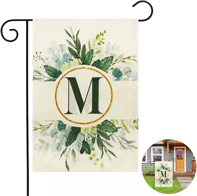 Monogram Letter A-Z Garden Flag 12X18'' Linen Double Sided Garden Flags For Out • $5.14