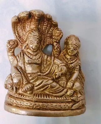 Brass 2.75 Inche Lord Laxmi Vishnu Statue Hindu God Usa Seller Fast Ship • $19.99
