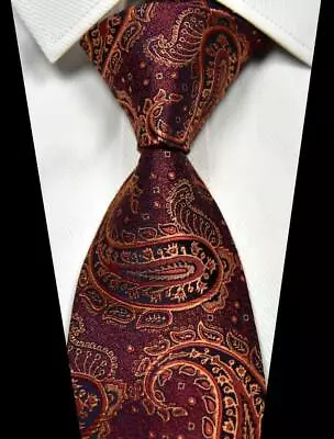 Classic Paisley Purplish Red Gold 100% Silk Men's Necktie Neck Tie 3.15''(8CM) • $7.99