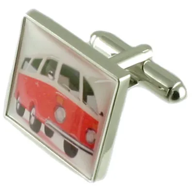 £89.99 • Buy Sterling Silver Vw Campervan Novelty Cufflinks Engraved Message Box
