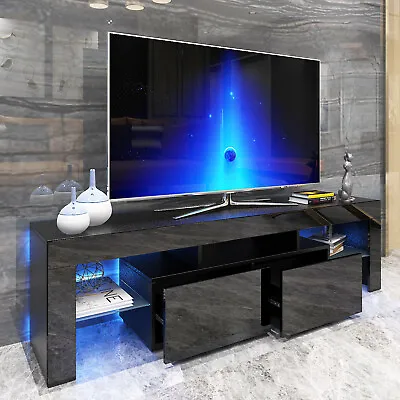 $179.99 • Buy 63  High Gloss TV Stand Entertainment Center 20 Color LED & 2 Drawers For 70  TV