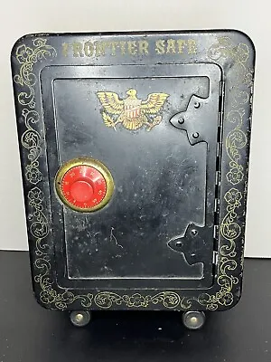 Frontier Safe Toy Bank Metal Black Mosler Junior Vaulted Some Wear Vintage Gift • $40