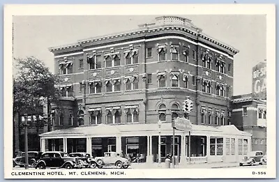 Postcard MI Mt Clemens Michigan Clementine Hotel Cars 1930s Macomb Co B03 • $5.99