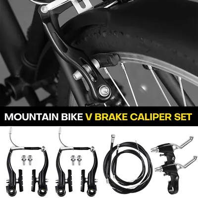 Mountain Bike V Brake Set Front Rear Long Arm Calipers Cable Folding Bike Levers • $21.65