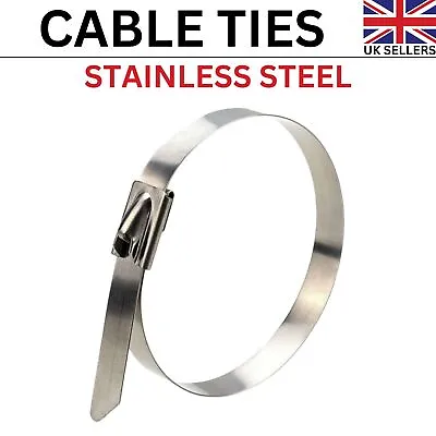 50x Heavy Duty Marine Grade 316 Stainless Steel Cable Ties Wraps Metal Zip Ties • £9.99