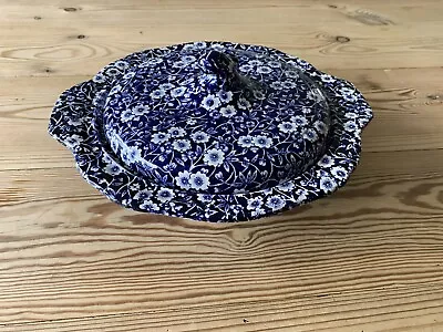 BurLeigh Blue Calico Serving Dish With Lid • £50