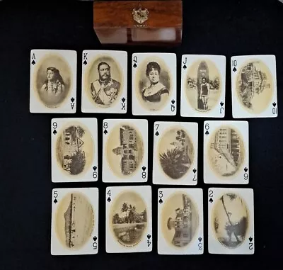 1901 Vintage Wall Nichols Hawaiian Playing Cards: Complete Set W/KOA Wood Box • $4898.98