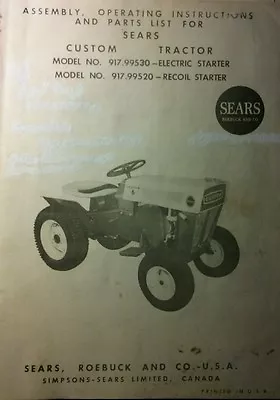$231.78 • Buy Sears Custom 6 Riding 600 Garden Tractor & Implements Owner & Parts (6 Manual S)