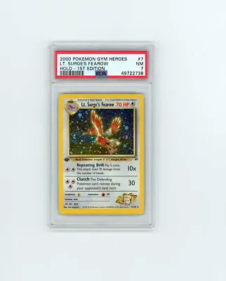 $10.50 • Buy 2000 Pokemon LT SURGES FEAROW HOLO 1st Edition 7/132! PSA 7 NM GRADED! Invest