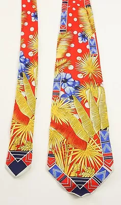 Vitaliano Pancaldi Floral Geometric Polka Dot Silk Neck Tie Red Yellow Vibrant • $49.98