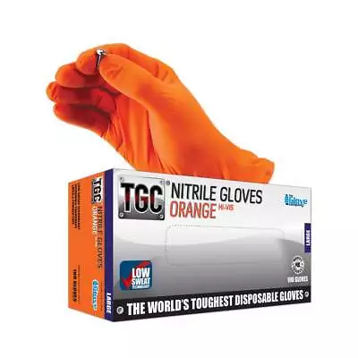 TGC Orange Hi-Vis Nitrile Disposable Gloves - Large • $41.80