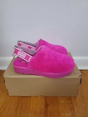 Ugg Kids Girls Fluff Yeah Genuine Shearling Clog Size Kids US 4 Rock Rose • $45