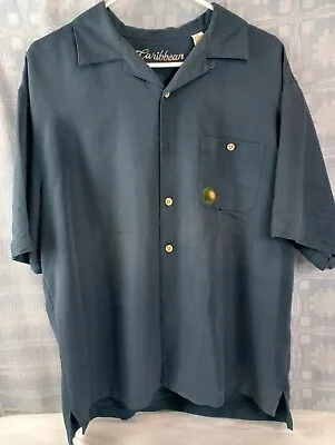 Vintage Caribbean Billiards Shirt Mens Large Gray Short Sleeve Rack Em&Shake Em • $23.98