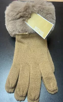 Michael Kors Faux Fur Cuff Knit Gloves - Dark Camel Brown (NWT) • $25