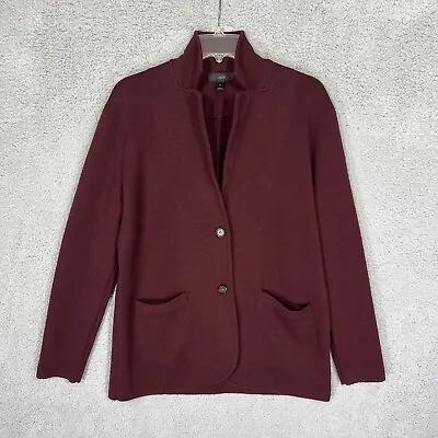 J Crew Sweater Womens Medium Red Merino Wool Blazer Cardigan • $23.90