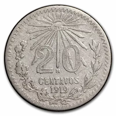 1919 Mexico Silver 20 Centavos Avg Circ • $21.38