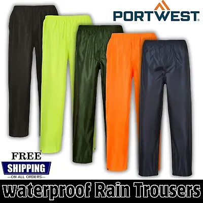 Portwest Waterproof Rain Trousers Classic Motorbike Lightweight Over Pants S441 • £15.50