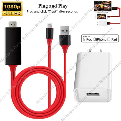 HDMI Mirroring AV Cable Phone To TV HDTV Adapter 1080P For IPhone 14 13 12 11 XR • $7.56