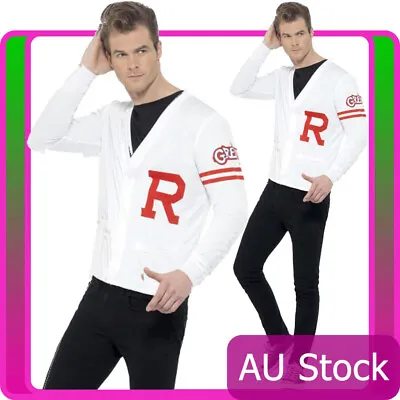 $38.99 • Buy Mens 50s Rydell Prep Costume Adults 1950s Grease Fancy Dress School Jock Jumper