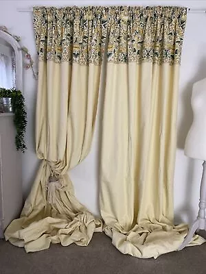Liberty Curtains Lodden Trim Cream Yellow Victorian Extra Long PAIR W54xL113” • £45