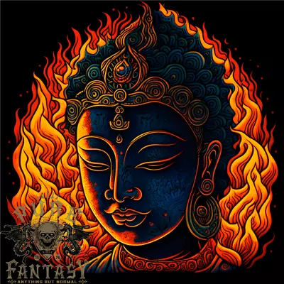 £10.99 • Buy A Buddha Statue With Flames Mens Cotton T-Shirt Tee Top