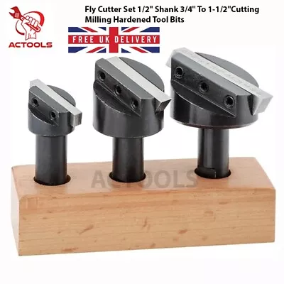 Fly Cutter Set Cutting Milling Hardened Tool Bits 1/2  Shank 3/4'' To 1-1/2'' UK • £21.48