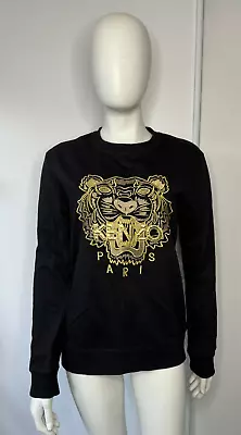 Kenzo Paris Sweatshirt Jumper Sweat Top Embroided Tiger | Gold Black Sz Large L • $119.99
