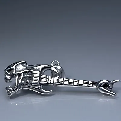 Silver Electric Bass Guitar Pendant Stainless Steel Chain Necklace 24  • $14.15