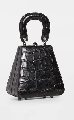 $99 • Buy STAUD Kenny Croc-Embossed Leather Top Handle Bag NWT Black