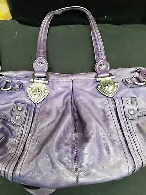 B Makowsky Handbag Purple Satchel Brushed Nickel • $38.25