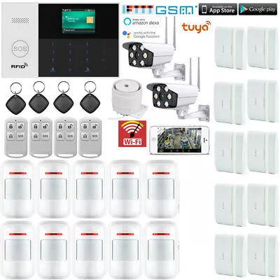 X66 Tuya APP WiFi GSM Wireless Home Security Alarm System+Outdoor 2 HD IP Camera • $263.14