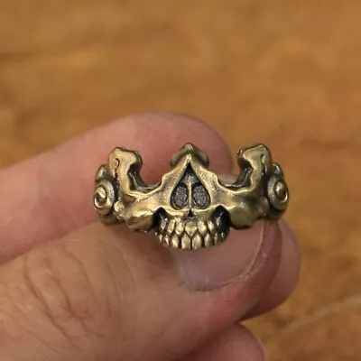 LINSION Rings Brass Half Skull Face Mens Biker Punk Jewelry BR275D US 7~15 • $17.99