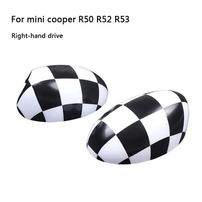 Checker Rearview Mirror Cover Cap Trim For Mini Cooper R50 R52 R53 Right Drive • $50.35