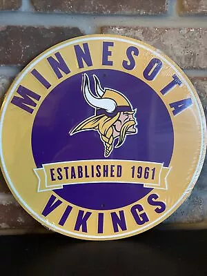 Minnesota Vikings NFL 12  Round Metal Embossed Sign Gym Garage Mancave SheShed • $17.95