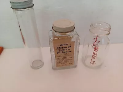 VTG Medical Glass Bottles (3) *EVENFLO/ALKA-SELTZER & PURTEST SODIUM PERBORATE • $8.99