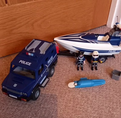 PLAYMOBIL 5187 Police Truck & SpeedboatVAN BOAT TRAILERUSEDCARVAN • £17.89