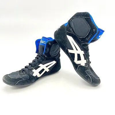 Vintage 90’s Asics Reflex 3 Three Mens Wrestling Shoes Black & Blue Sz 5 / EU 36 • $79.99