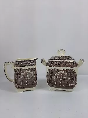 Mason’s Patent Ironstone Vista Brown Sugar Bowl And Creamer • $59.99