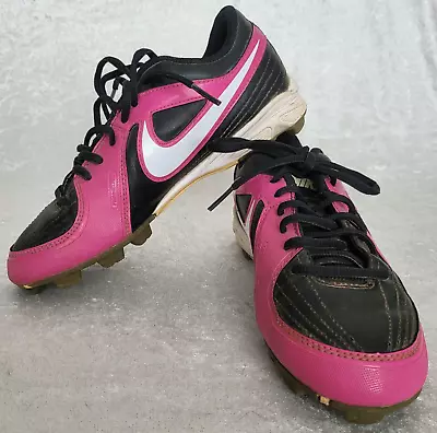 Nike Framelite Power Channel Softball Shoes Pink Black Size 4 Youth Rubber Cleat • $14.95