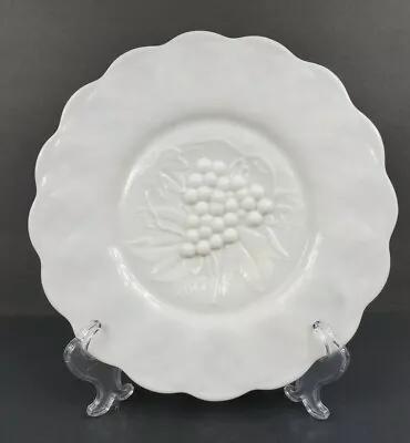 Vintage Imperial Satin Milk Glass HEAVY GRAPE 11  Footed Service Plate Platter • $15.99