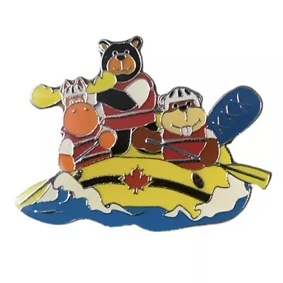 Canada Moose Black Bear Beaver Rafting Travel Souvenir Pin • $17.99