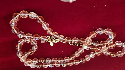 Vintage Joan Rivers Gold-SPARKLING Faceted Glass Beaded 36 TO 38  In Necklace • $16.99