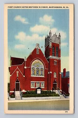 Martinsburg WV-West Virginia 1st Church United Brethren Christ Vintage Postcard • $7.99