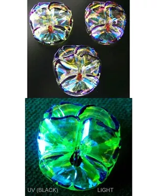 3 Czech VASELINE Crystal Glass Buttons #B696 - 24 Mm Or Almost 1  - PANSY WOW!! • $10.99