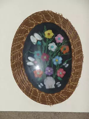 Handmade Vintage Floral Shell Art Framed Art Walled Nature Pictures • $20