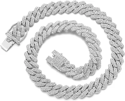 Cuban Link Chain Mens Iced Out Miami Cuban Necklace Cubic Zirconia • $21.99