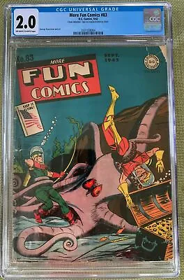 More Fun #83 (1942) CGC 2.0 -- O/w To White Pages; George Papp Octopus Cover • $494.99