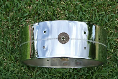 60s GRETSCH 14  4160 ROUND BADGE CHROME BRASS SNARE SHELL For YOUR DRUM SET S144 • $224.95