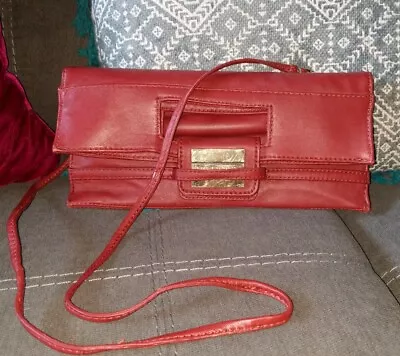 $24.99 • Buy Z SPOKE By ZAC POSEN Red Leather AMERICANA 4-Way Shoulder / Crossbody / Clutch