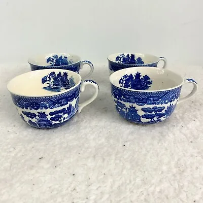 Vintage Occupied Japan Tea Cups Blue Willow Tranferware Set Of 4 • $39.99